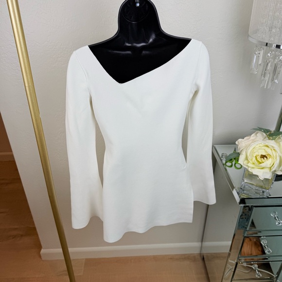 Proenza Schouler Tops - Proenza Schouler White Asymmetric Slit Knit Top Made in Italy S Luxe Minimalist